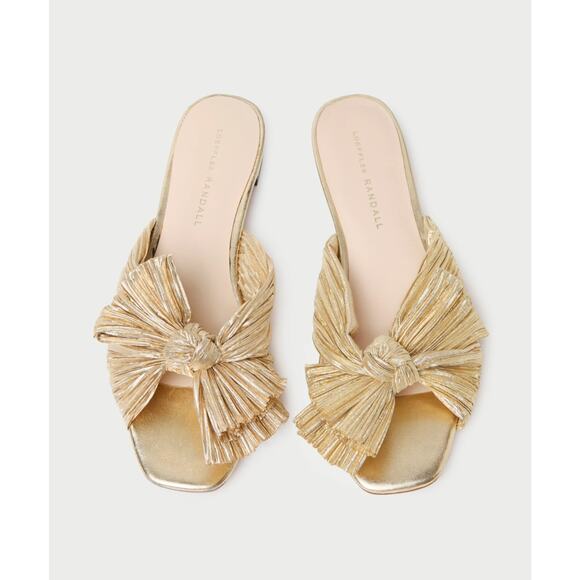 Loeffler Randall - Daphne Gold Bow Slide Sandal - Size 10B - Picture 1 of 10